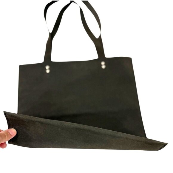 KIKO Leather Shopper Tote Bag Gray / Cocoa Minimalist Modern Purse 12x15 Travel - Picture 5 of 9